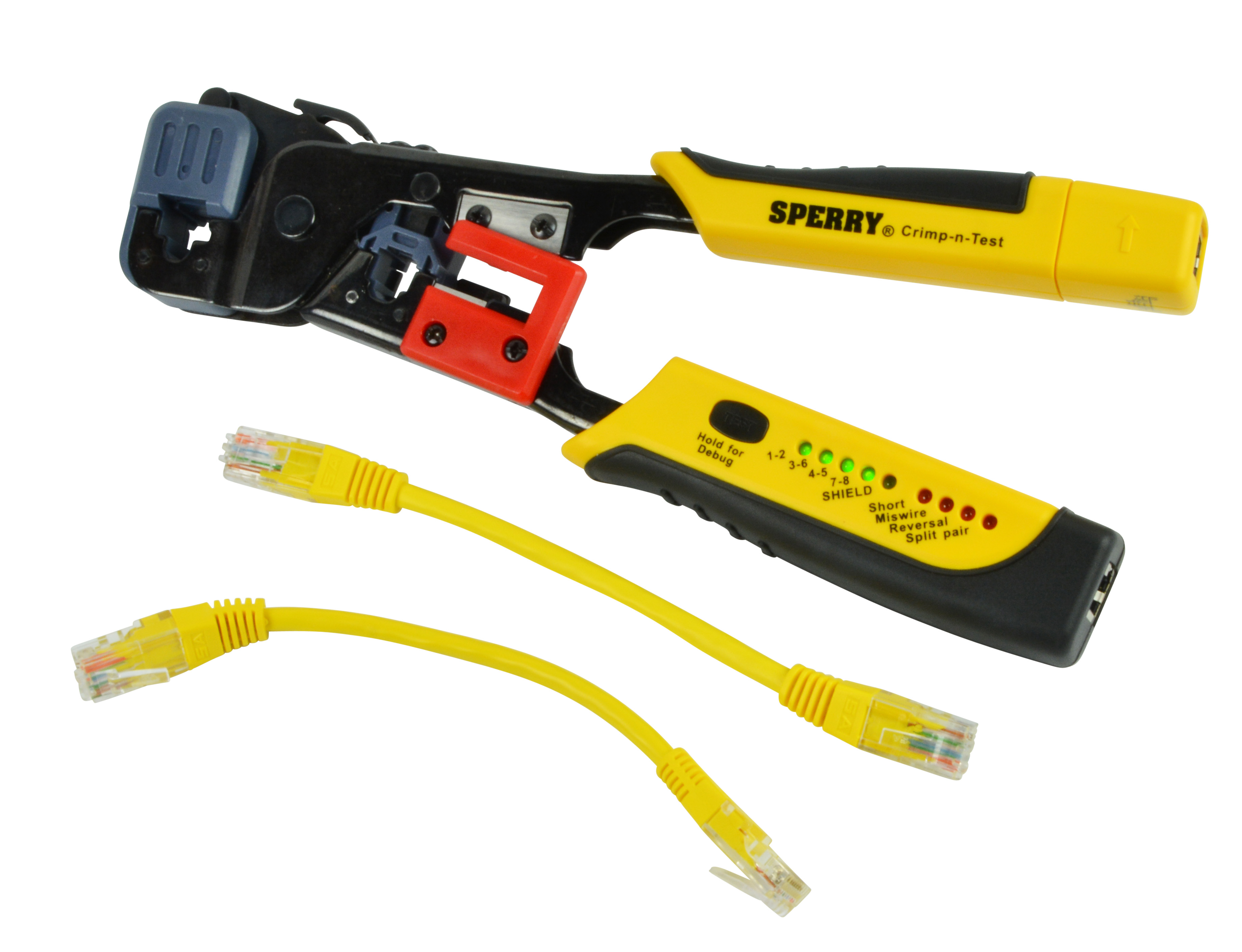 CrimpnTest RJ45 and RJ11 Crimping Tool with Builtin Tester, 1/Ea